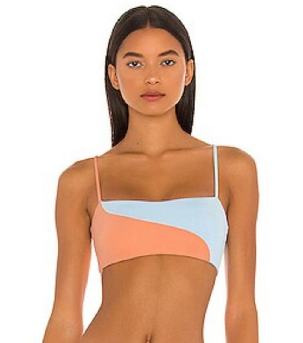 L*Space Ari Bikini Top in Blue Orange Colorblock Size XS NWT